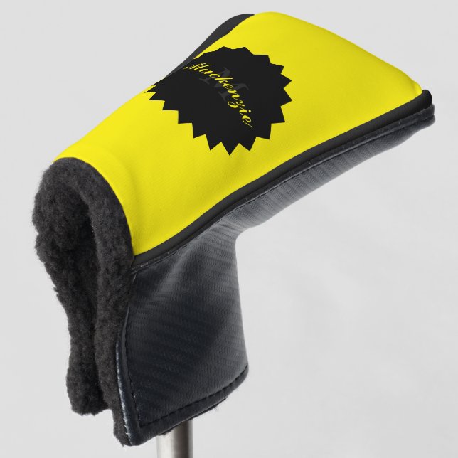 Sunny Yellow Putter Cover with Name and Initial (3/4 Front)