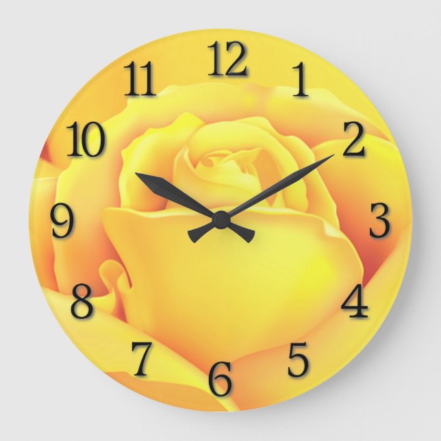 Sunny Yellow Rose Large Clock (Front)