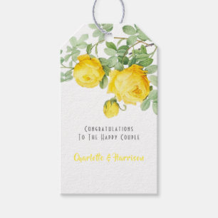 Sunny Yellow Roses Floral Elegant Wedding Gift Tags