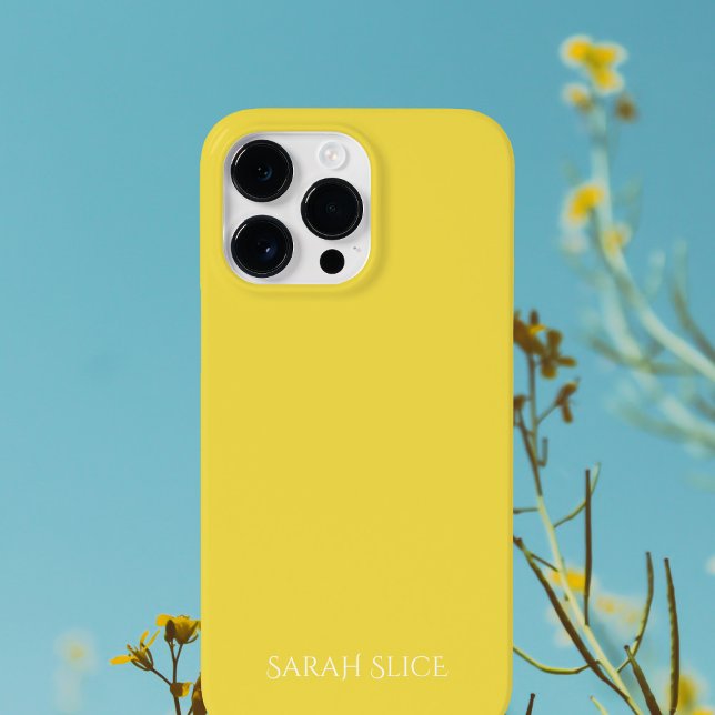 Sunny Yellow Solid Colour Summer Sunshine Name Case-Mate iPhone Case (A bold sunny yellow phone case just for you. Add your name and let it brighten your day)