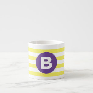 Sunny Yellow Striped Purple Monogram Espresso Cup