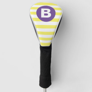 Sunny Yellow Striped Purple Monogram Golf Head Cover
