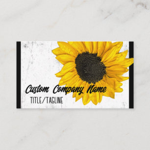sunny yellow sunflower on black and white  business card