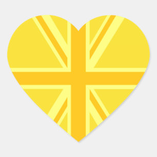 Sunny Yellow Union Jack British Flag Decor Heart Sticker