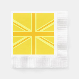 Sunny Yellow Union Jack British Flag Decor Napkin
