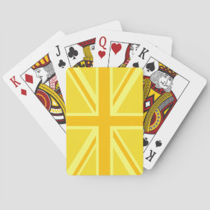 Sunny Yellow Union Jack British Flag Decor Playing Cards