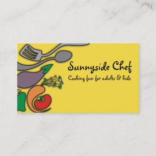 Sunny yellow vegetable cooking utensils biz cards
