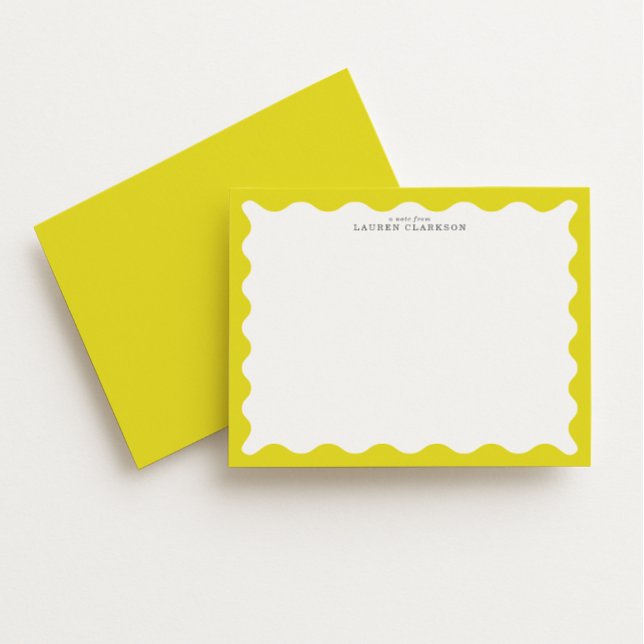 Sunny Yellow Wavy Frame Note Card (Creator Uploaded)
