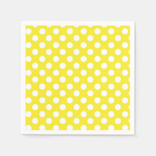 Sunny Yellow & White Polka Dots Birthday Party Napkin