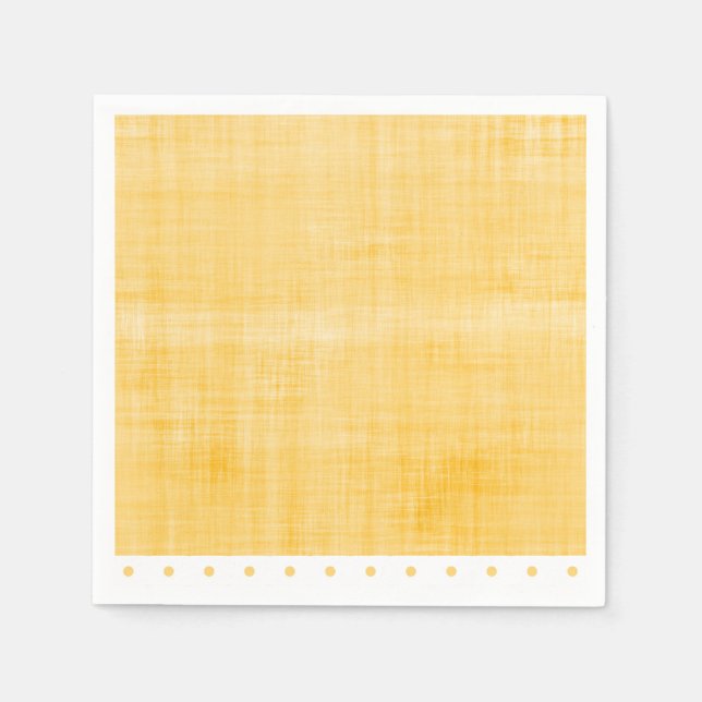 Sunny Yellow Whitewash Linen Polkadots Party Napkin (Front)