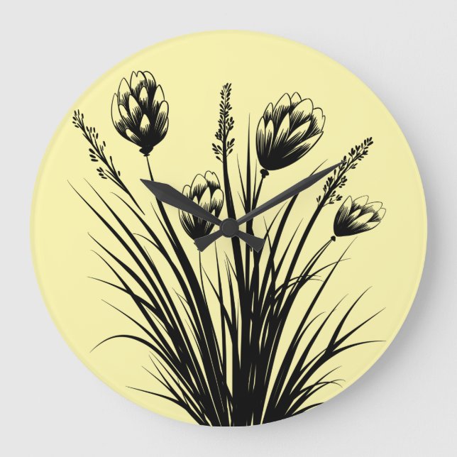 Sunny Yellow Wildflower Wall Clock  (Front)