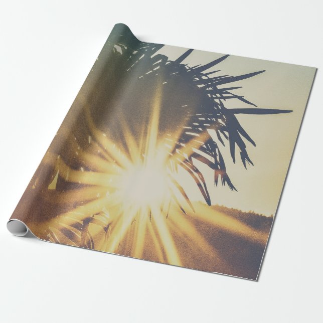 Sunray on linear leafed plant wrapping paper (Unrolled)