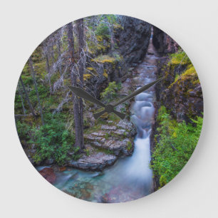 Sunrift Gorge In Glacier National Park, Montana Large Clock