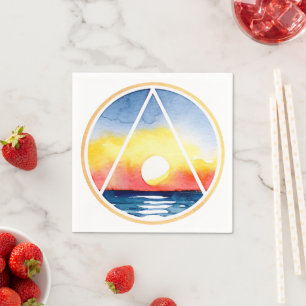 Sunrise AA Symbol   12 Step Recovery Slogan Napkin