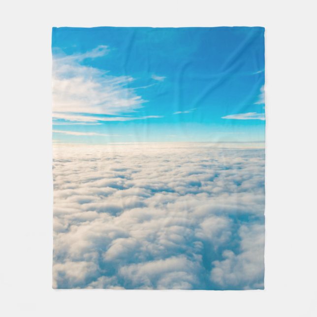 Sunrise above clouds from aeroplane window fleece blanket (Front)