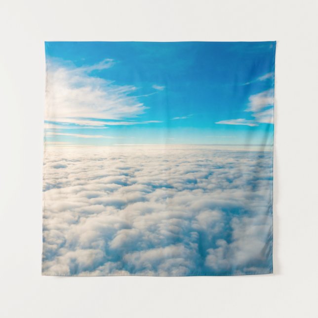 Sunrise above clouds from aeroplane window tapestry (Front)