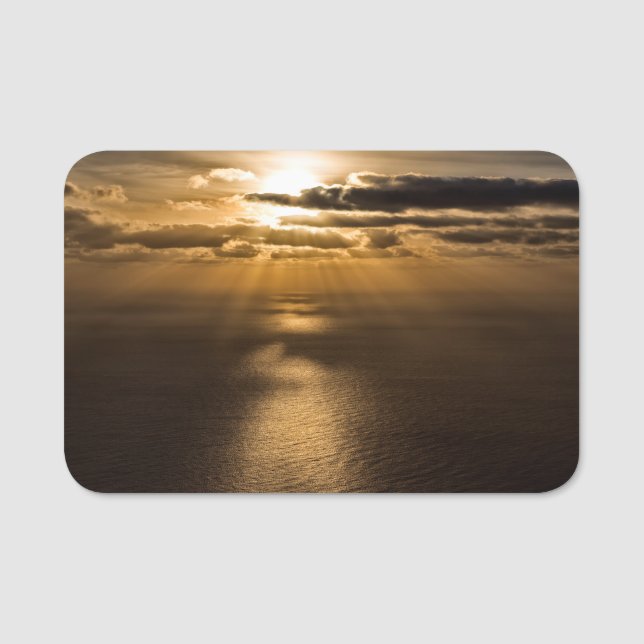Sunrise above the Atlantic ocean Name Tag (Front)