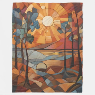 Sunrise - abstract fleece blanket