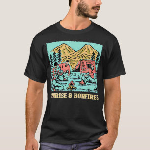 Sunrise And Bonfires Camping Summer Camper Tropica T-Shirt