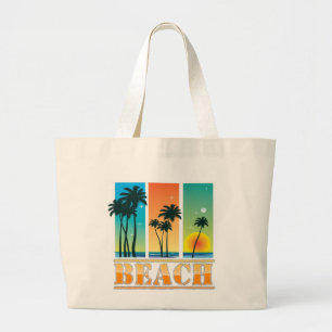 Sunrise and Palm Trees Sparkle Beach Bag