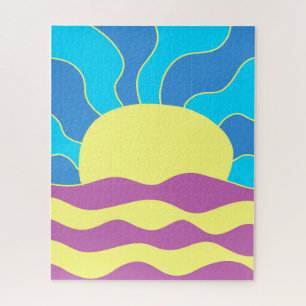 Sunrise and Waves Abstract Art Jigsaw Puzzle