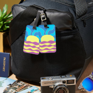 Sunrise and Waves Abstract Art Luggage Tag