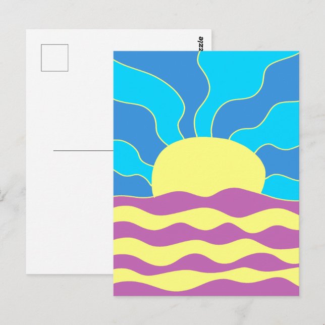 Sunrise and Waves Abstract Art Postcard (Front/Back)