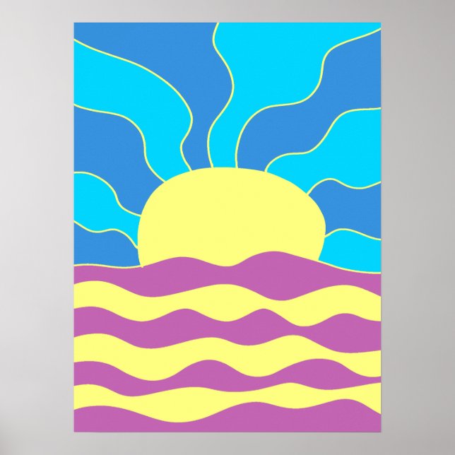 Sunrise and Waves Abstract Art Poster (Front)