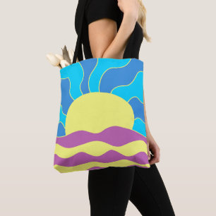 Sunrise and Waves Abstract Art Tote Bag