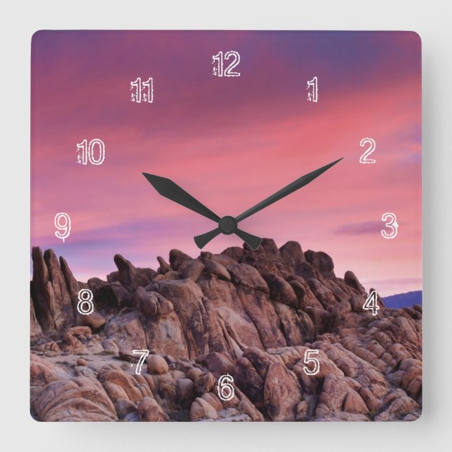 Sunrise at Alabama Hills Square Wall Clock (Front)