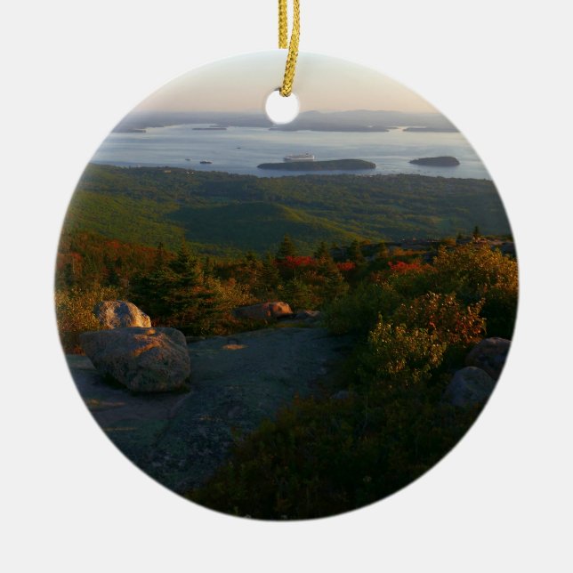 Sunrise at Cadillac Mountain II Ceramic Ornament (Front)