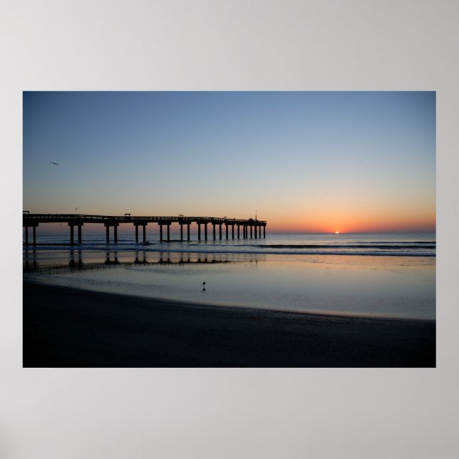sunrise at fishing pier poster (Front)