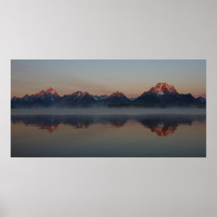 Sunrise at Jackson Dam Grand Teton National Park Poster