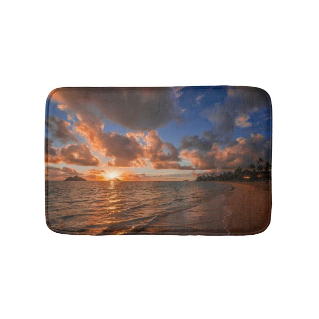 Sunrise At Mokulua Island Bath Mat (Front)