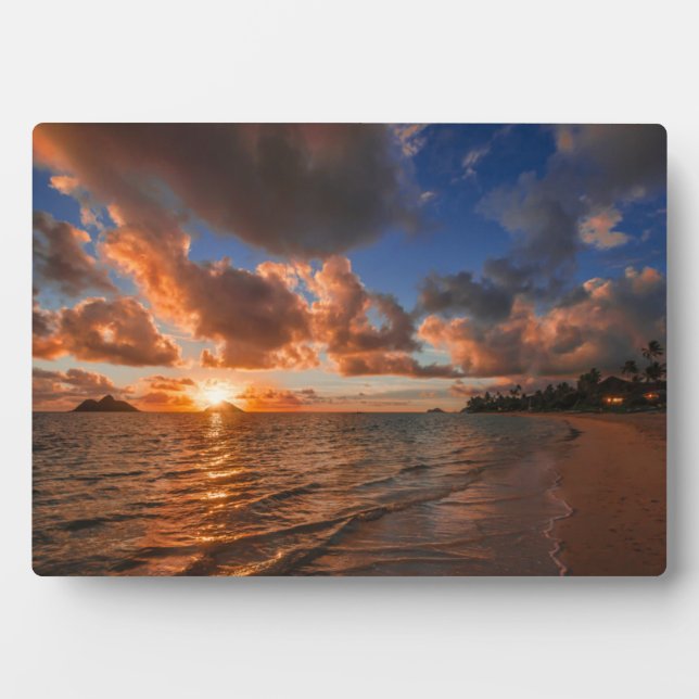 Sunrise At Mokulua Island Plaque (Front)