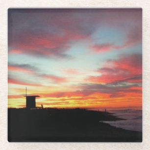 Sunrise at Newport Beach, CA Glass Coaster