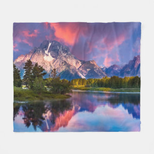 Sunrise at Oxbow Bend Fleece Blanket