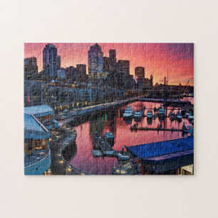 Sunrise at pier 66 looking down on bell harbour jigsaw puzzle
