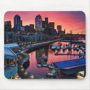 Sunrise at pier 66 looking down on bell harbour mouse pad