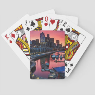 Sunrise at pier 66 looking down on bell harbour playing cards