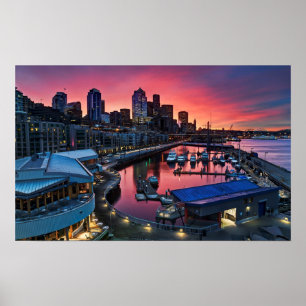 Sunrise at pier 66 looking down on bell harbour poster