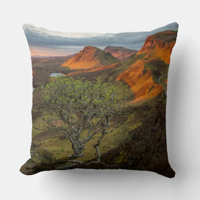 Sunrise at Quiraing mountains on Skye, Scotland Cushion (Front)