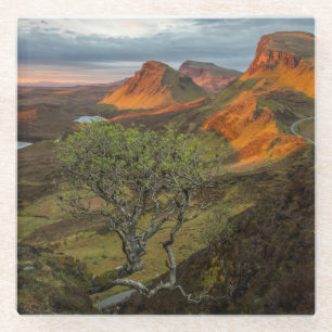 Sunrise at Quiraing mountains on Skye, Scotland Glass Coaster