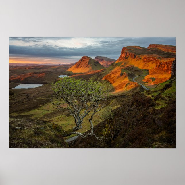 Sunrise at Quiraing mountains on Skye, Scotland Poster (Front)