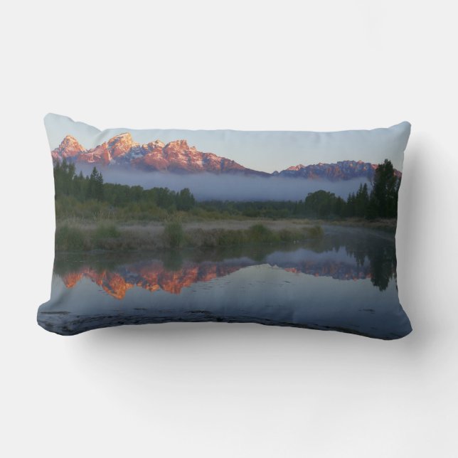 Sunrise at Schwabacker Landing at Grand Teton Lumbar Cushion (Front)