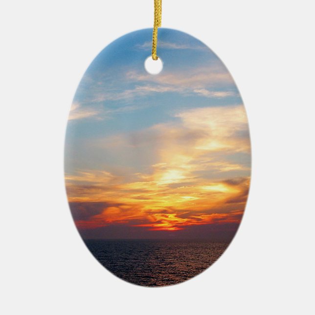 Sunrise At Sea Ceramic Ornament (Front)