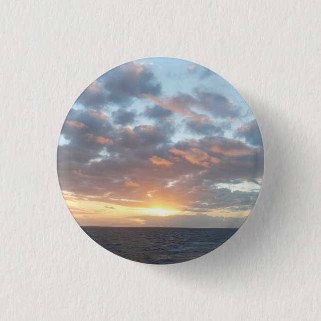 Sunrise at Sea I Pastel Seascape 3 Cm Round Badge (Front)