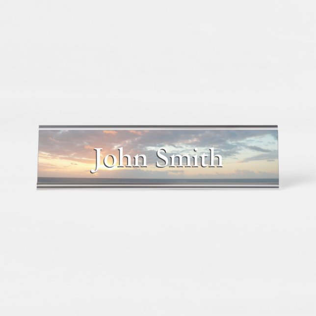 Sunrise at Sea I Pastel Seascape Desk Name Plate (Front)