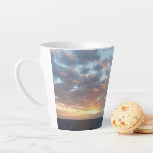 Sunrise at Sea I Pastel Seascape Latte Mug (In Situ)