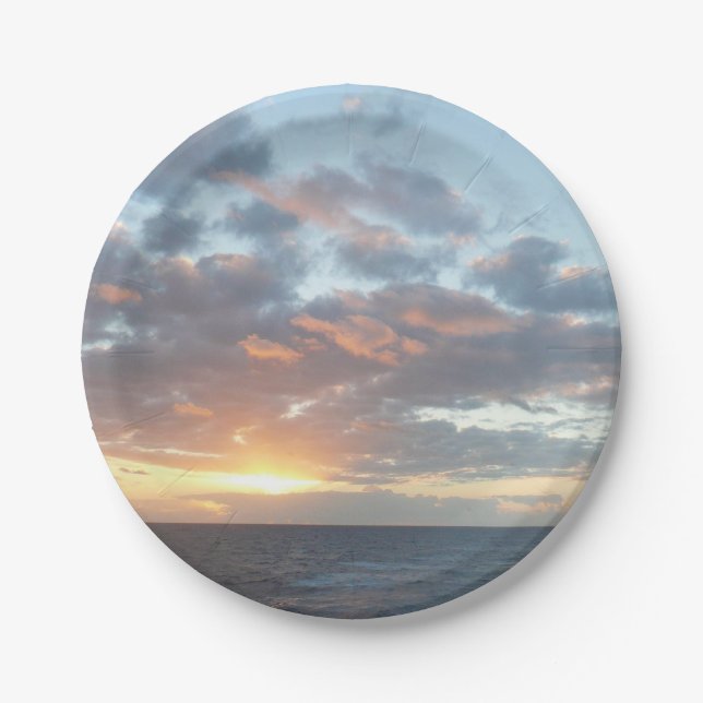 Sunrise at Sea I Pastel Seascape Paper Plate (Front)